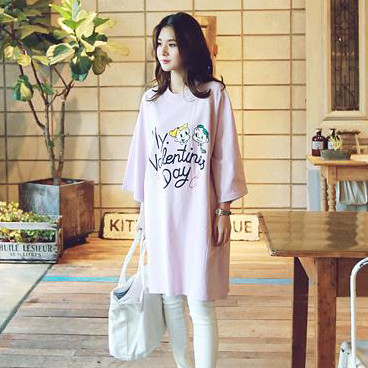 KoreanCutePrintedLetterLongSleeveCasualDress-TFK051142PN