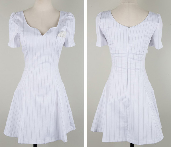 KoreanDesignStripesBody-conVNeckShortDress-AFK061257WI