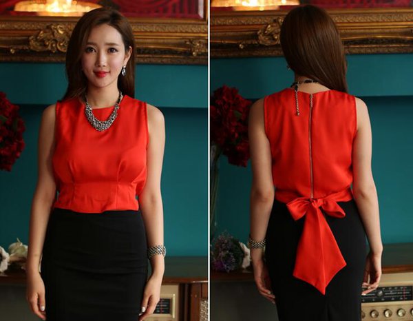 KoreanElegantBowknotBackCropTopBlouse-MK051943