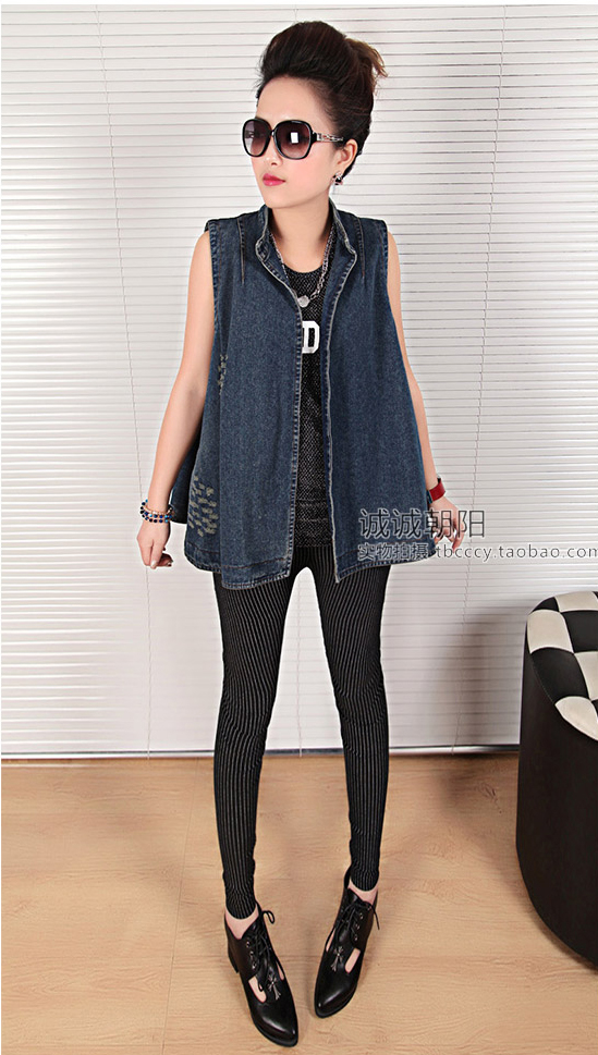 KoreanFashionAllMatchSleevelessStandCollarOversizePocketCasualDenimJacket-XHE031908