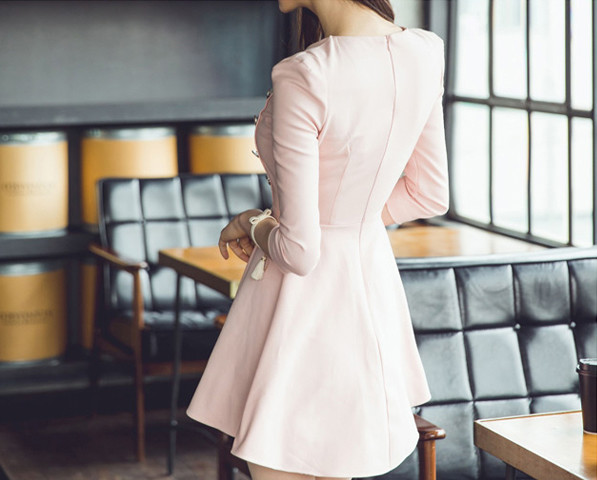 KoreanFashionButtonsDecoratedCollegeStyleDresses-ZFK081142PN