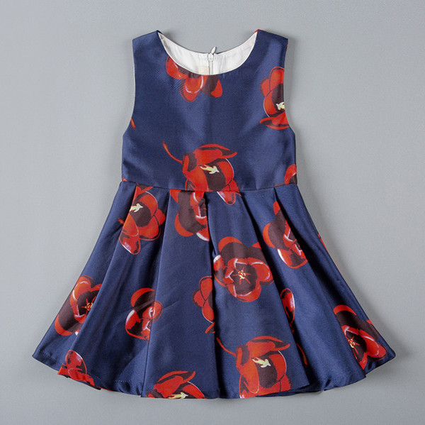 KoreanFashionChildrenSetsFloralSleevelessDresses-YHK091330