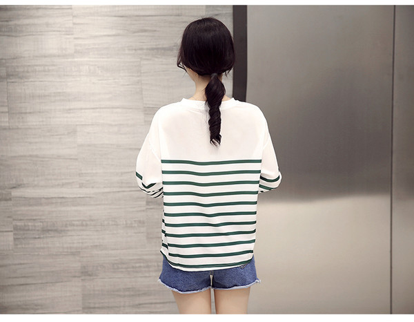 KoreanFashionCutePrintingStripeStreetT-Shirt-TYK040241