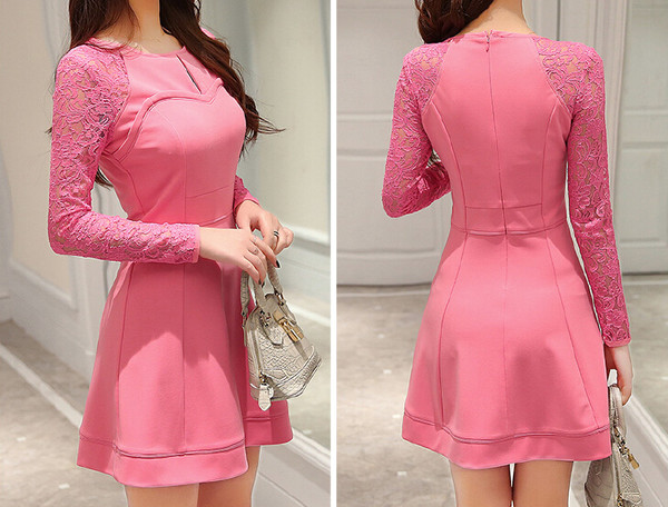 KoreanFashionLacePatchworkCasualDresses-ZFK081032RS