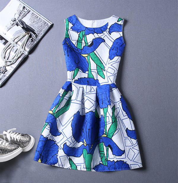 KoreanFashionPrintedSleevelessShortDress-TFK050523