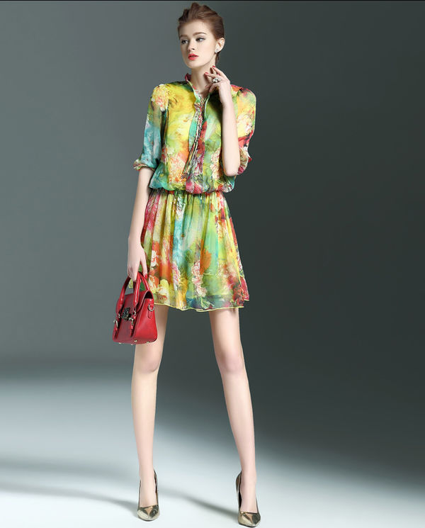 KoreanFashionPrintingFloralRuffleStreetDress-TFK040830