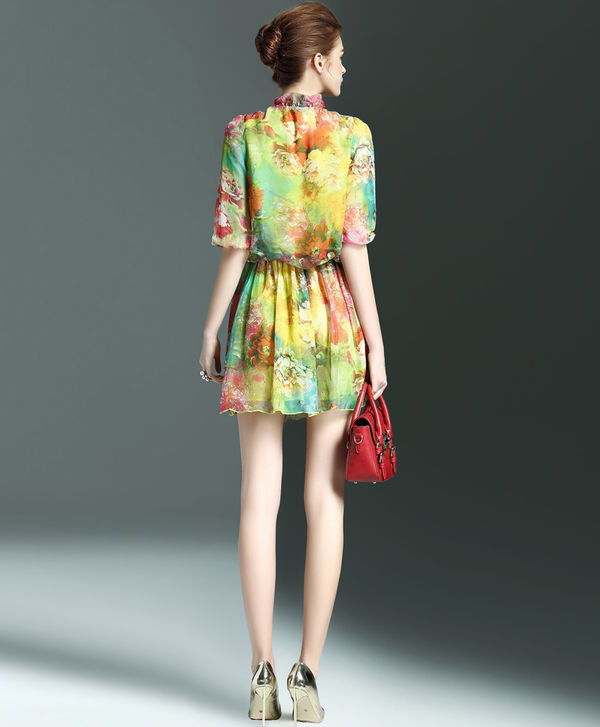 KoreanFashionPrintingFloralRuffleStreetDress-TFK040830