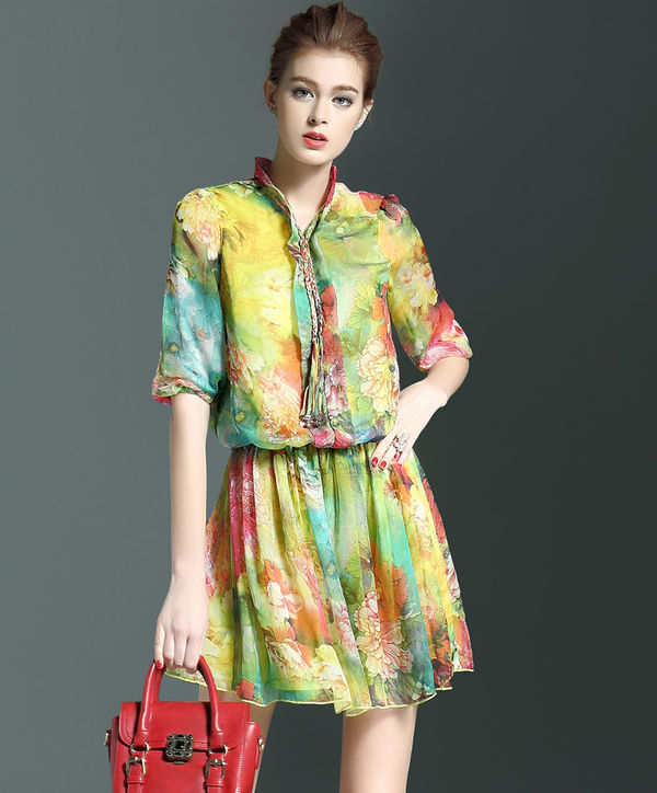 KoreanFashionPrintingFloralRuffleStreetDress-TFK040830