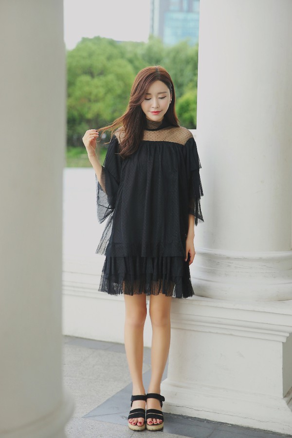 KoreanNewCrewNeckBandageBlackCelebrityDresses-TFK072512BA