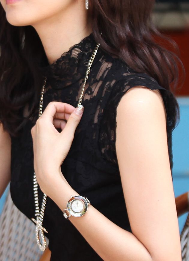 KoreanNewestLacePureColorLiningFittedBlackSleevelessBlouse-FR031103BA