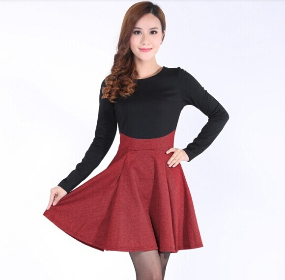 KoreanOLStyleDressesAutumnWearALineSlimLookingLongSleeveBackingDress-ALT081108RD