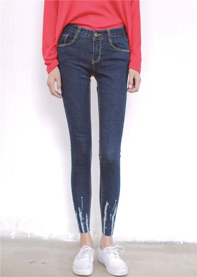 KoreanOriginalBrandFrayedTightBlueDenimJeansForWomen-XHE072529BU