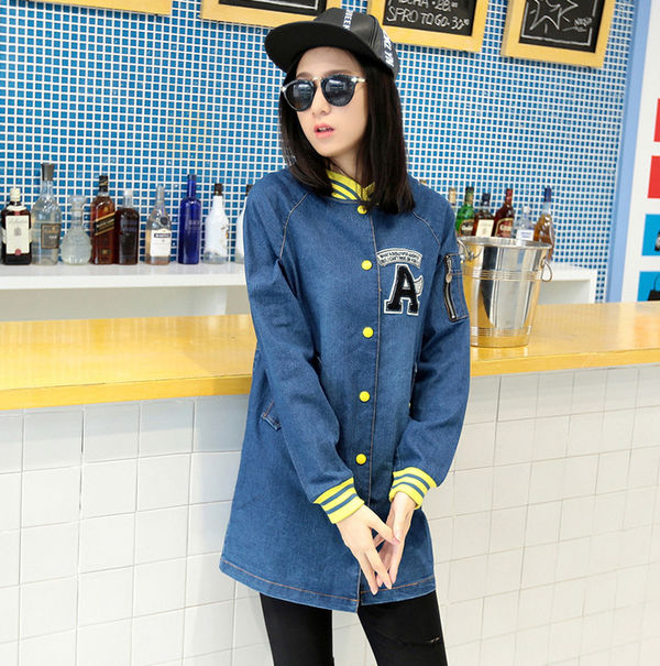 KoreanOriginalBrandLoose-fittingLongSleeveOversizeDenimCoat-XFE090936BU