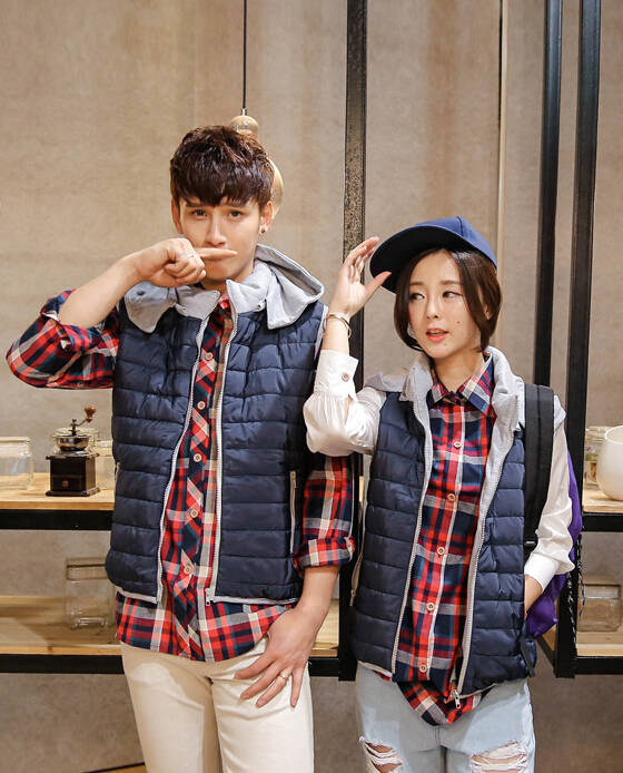 KoreanPreppyStyleHoodiesZipUpDouble-pocketsWaistcoatForCouple-XHE072525