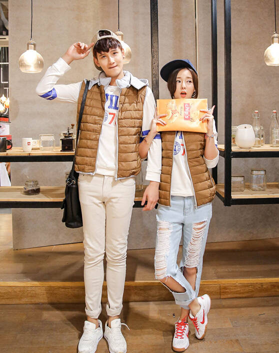 KoreanPreppyStyleHoodiesZipUpDouble-pocketsWaistcoatForCouple-XHE072525