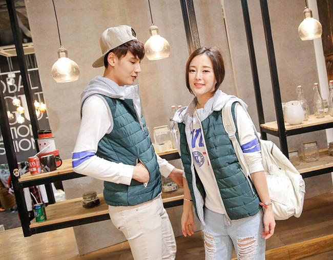 KoreanPreppyStyleHoodiesZipUpDouble-pocketsWaistcoatForCouple-XHE072525