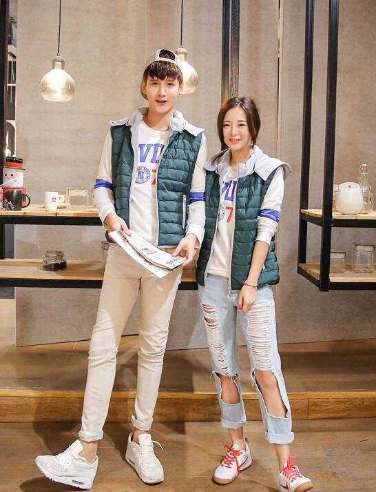 KoreanPreppyStyleHoodiesZipUpDouble-pocketsWaistcoatForCouple-XHE072525