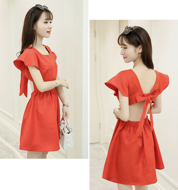 KoreanSexyBacklessBowLack-upSlimPartyDress-TZK052404