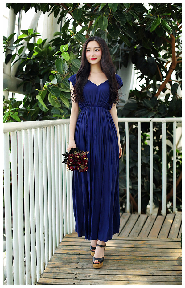 KoreanSexyBacklessRuffleLongLadiesDress-FK050637