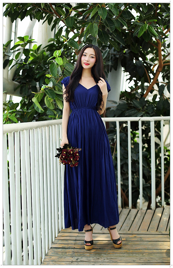 KoreanSexyBacklessRuffleLongLadiesDress-FK050637