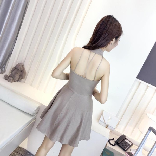 KoreanSexyBacklessSleevelessSlimPartyDress-TFK051031