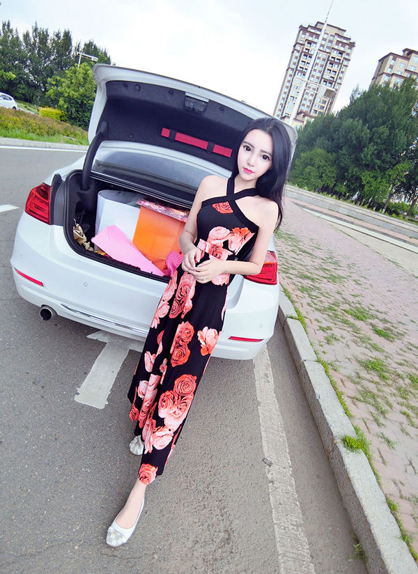 KoreanSexyOffShoulderFloralPrintHalterMaxiFormalDress-TZK061662