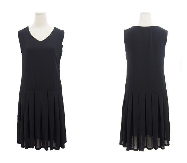 KoreanSolidChiffonCollegeStyleRuffleDress-TFK041822