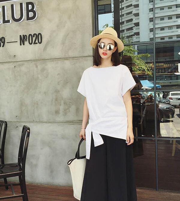 KoreanStyleAsymmetricalBowONeckWomanTeeDesign-CMK060610