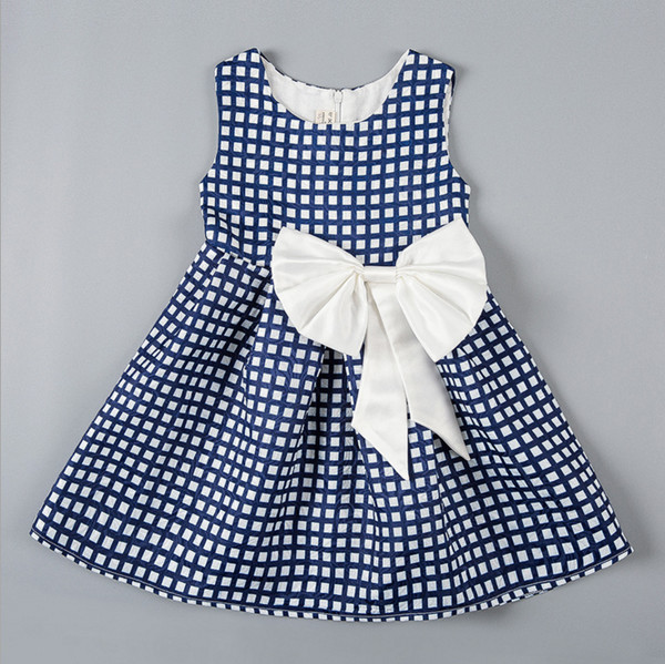 KoreanStyleKidsSuitsPlaidBowFashionDresses-YHK091336