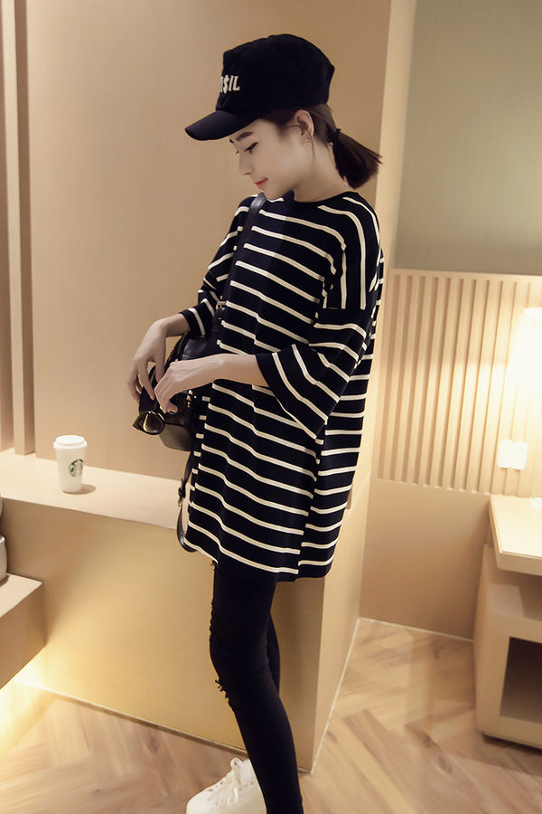 KoreanStyleLooseStripedCasualT-Shirt-XFK030136