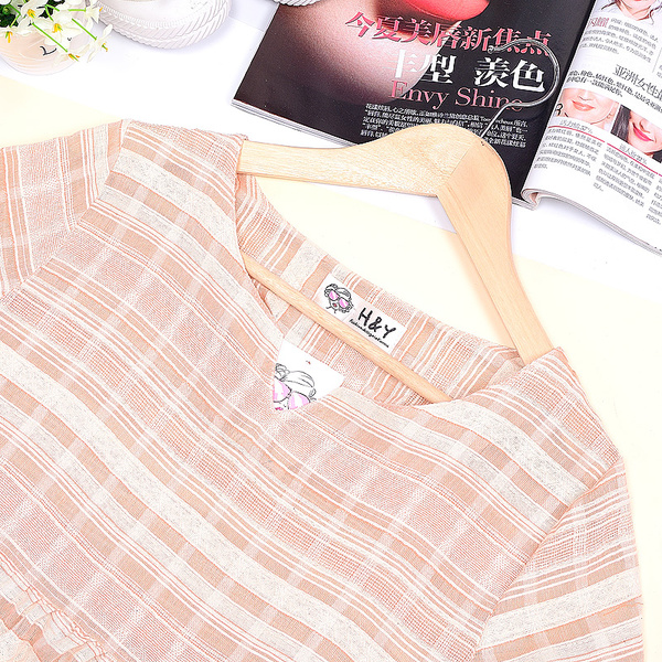 KoreanStyleStripedShortSleeveSweetBlouse-HYK060808