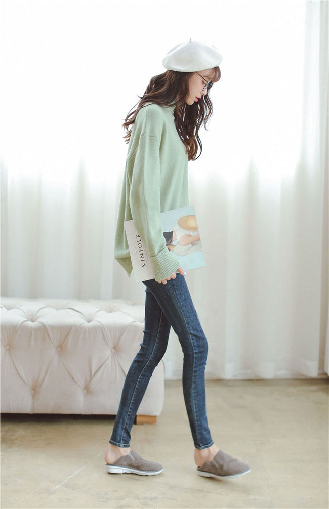 KoreanStyleWomenStreetFashionSlimCoolStraightZipperUpJeans-PME090523BU