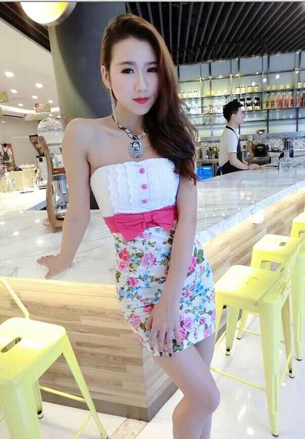 KoreanStylishFloralPrintBacklessSexyFittedWomenStraplessDress-XFE101349