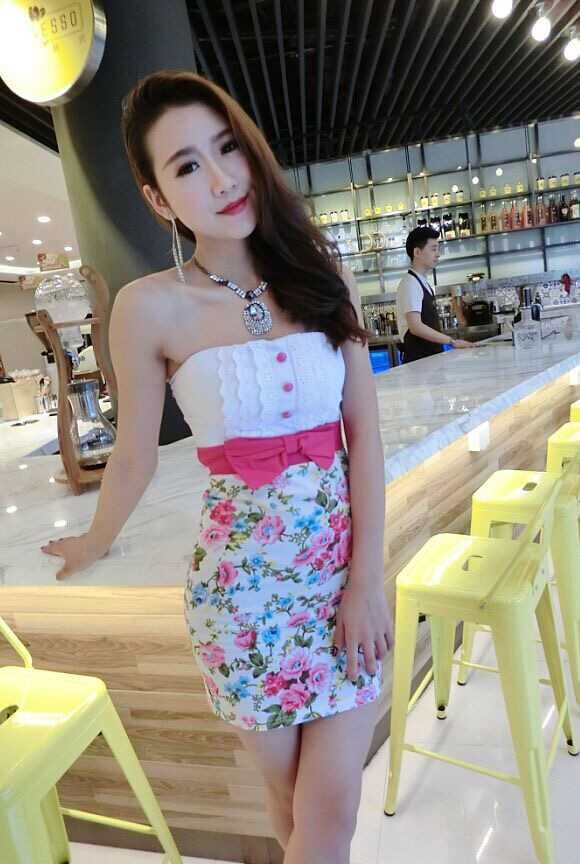 KoreanStylishFloralPrintBacklessSexyFittedWomenStraplessDress-XFE101349