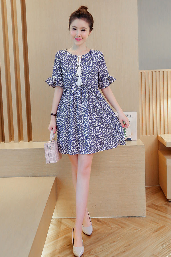 KoreanSweetFlareSleeveBandageShortBoutiqueDress-TZK071939