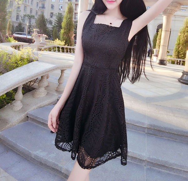 KoreanSweetLaceSleevelessSlimPrettyDress-TZK070820