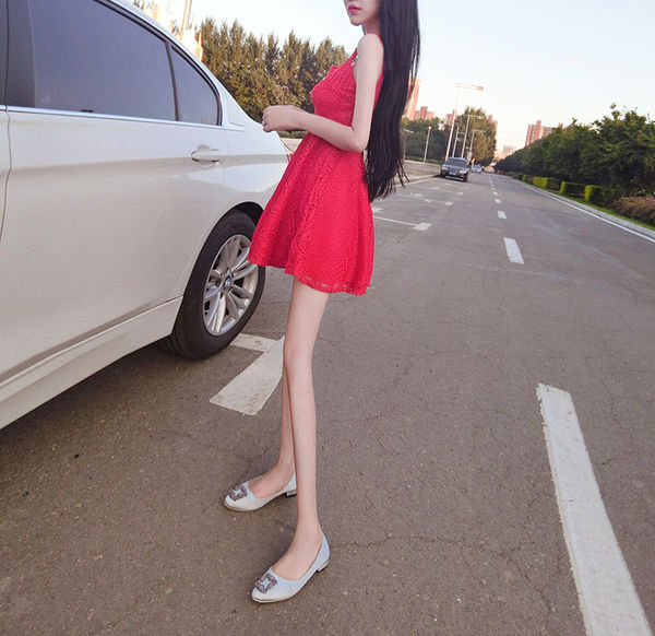 KoreanSweetLaceSleevelessSlimPrettyDress-TZK070820