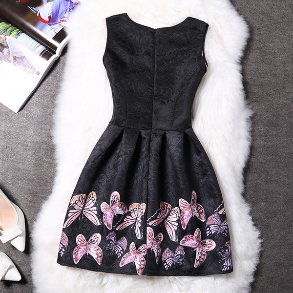 KoreanSweetPrintingButterflyLadiesDress-TFK050527