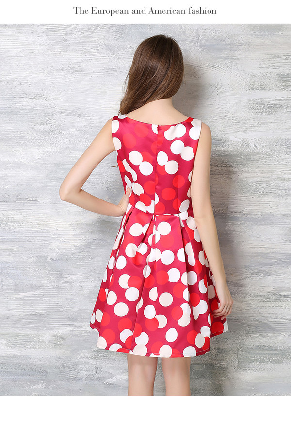 KoreanSweetSummerSleevelessPolkaDotSlimDress-TYK040259