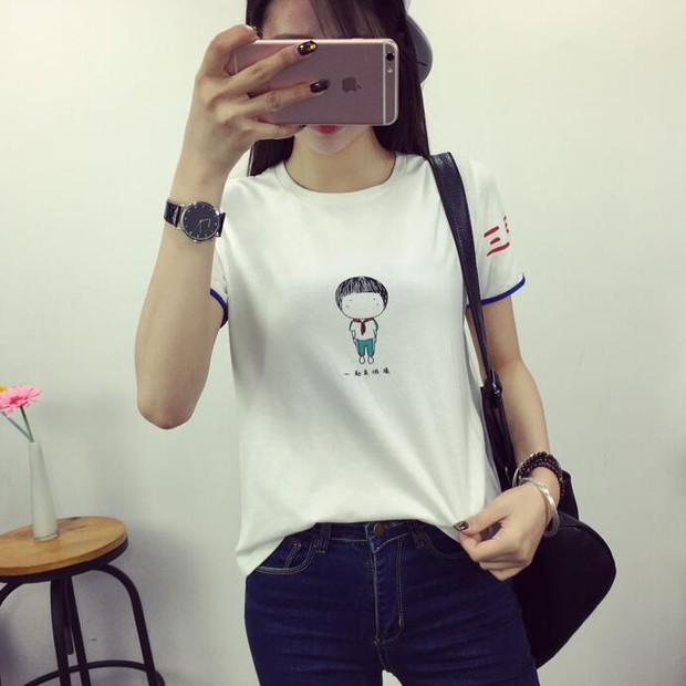 LatestKoreanCartoonPrintingCollegeStyleT-Shirt-ZMK032519WI