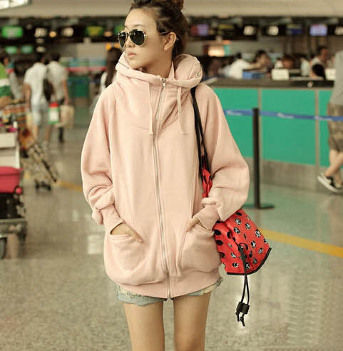 LazyStyleLongSleeveFallDesignCollegeHoodedZipCoat-XFE090844