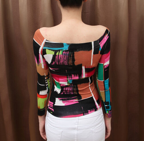 LowCostWholesaleLongSleeveSexyBoatNeckPrintTightTop-XFE091133