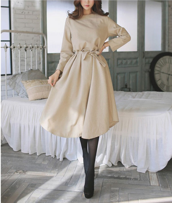 ModernDesignLoose-fittingLongSleeveBandageSingle-breastedDress-XFE112830AR