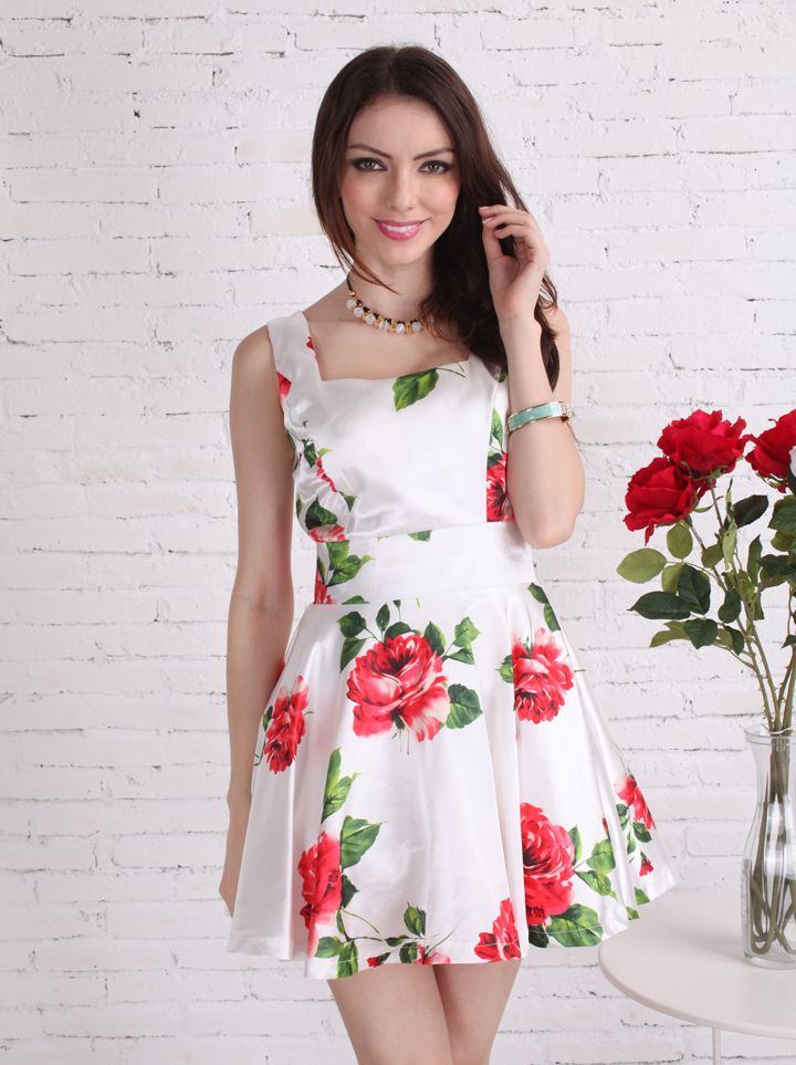 ModernTrendyFlowerPrintSquareCollarDress-CR052104