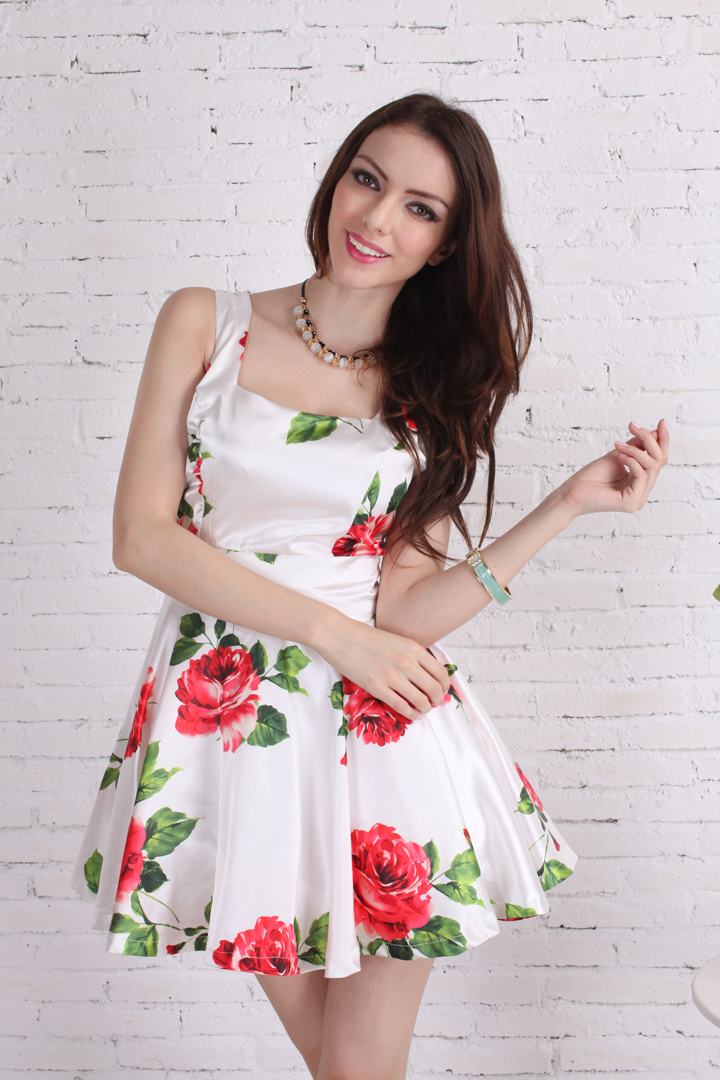 ModernTrendyFlowerPrintSquareCollarDress-CR052104