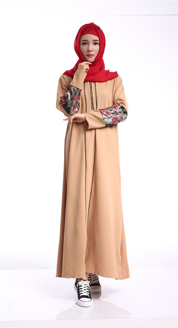 NationalFloralPatchworkZipperLongSleeveIslamicPromDress-TZK062313