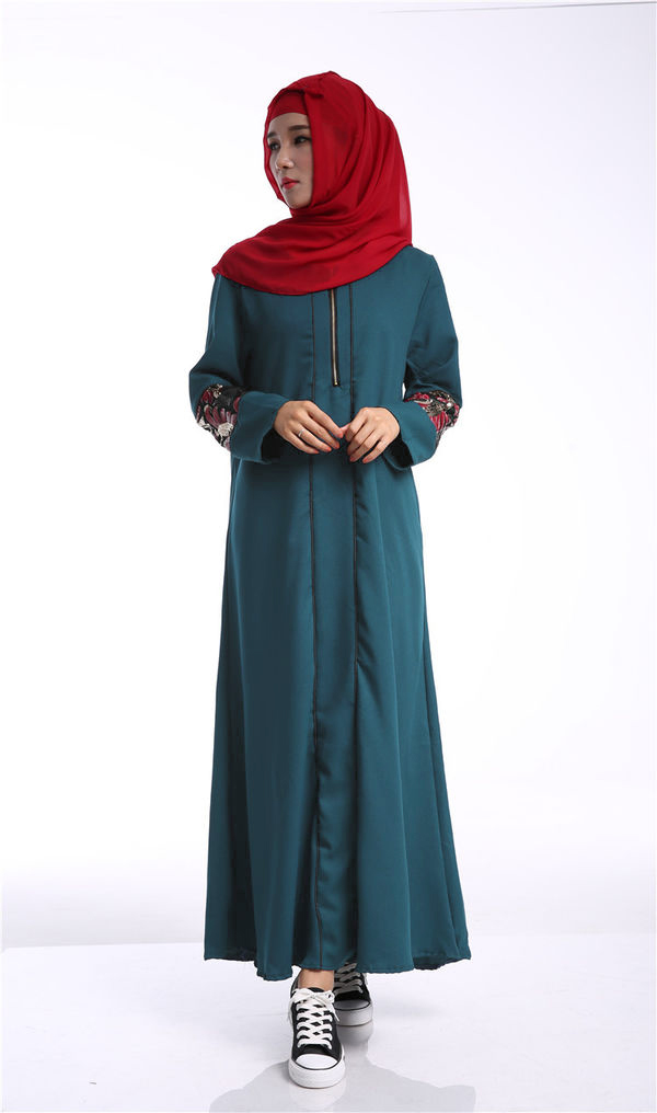 NationalFloralPatchworkZipperLongSleeveIslamicPromDress-TZK062313