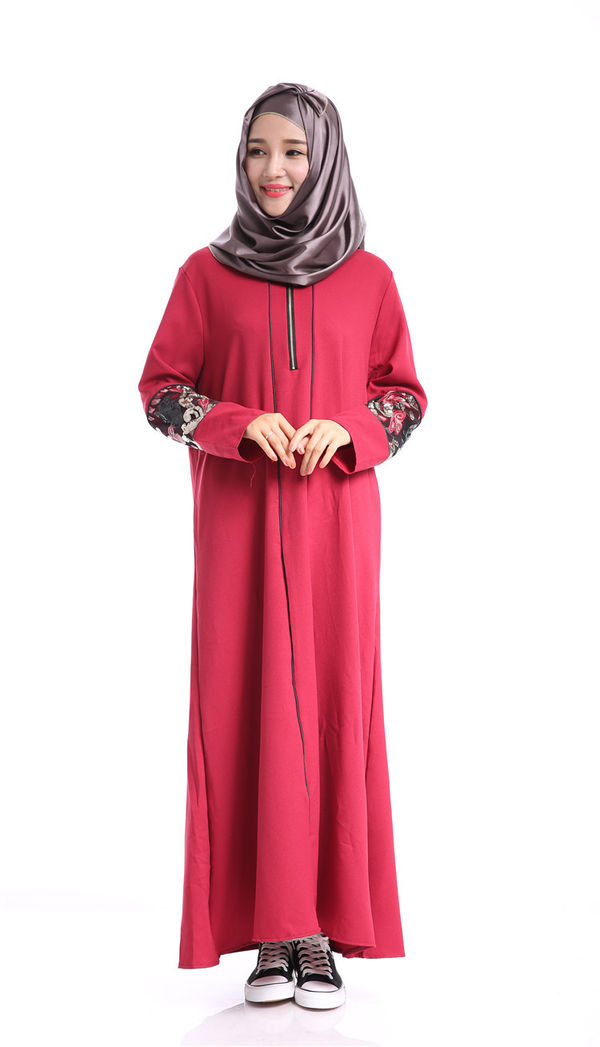 NationalFloralPatchworkZipperLongSleeveIslamicPromDress-TZK062313