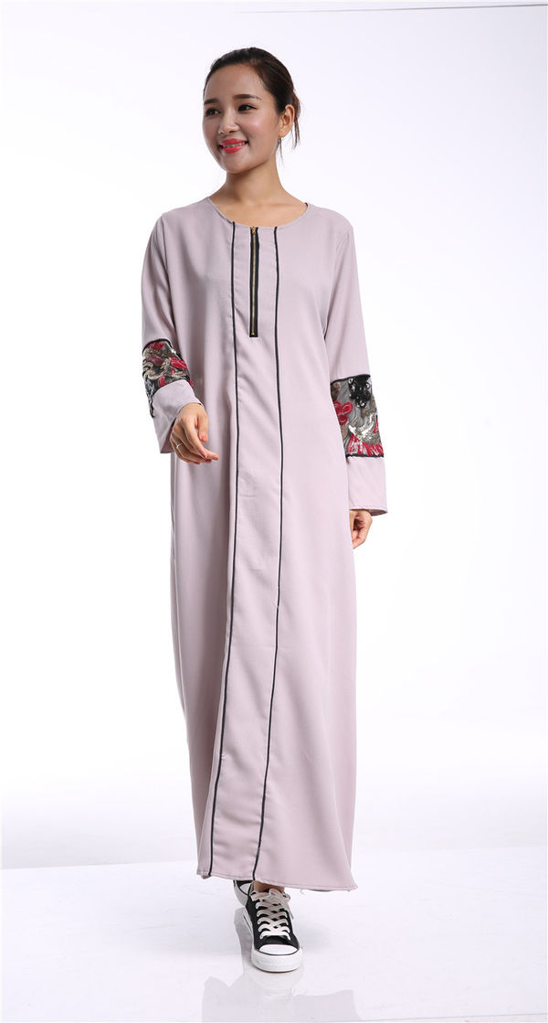 NationalFloralPatchworkZipperLongSleeveIslamicPromDress-TZK062313