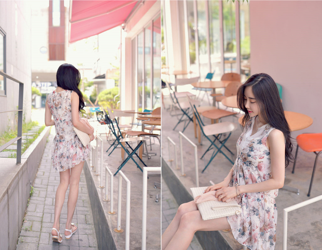 NewArrivalFloralPrintV-neckSunDressKoreanDress-DFE070724